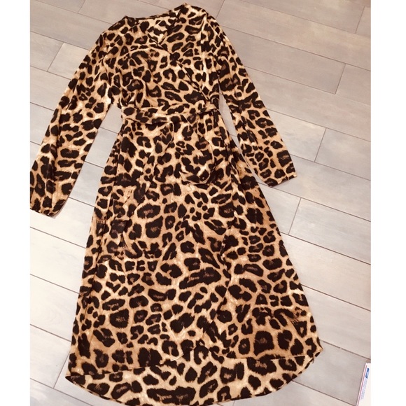Leopard Print Wrap Midi Dress - Picture 4 of 5